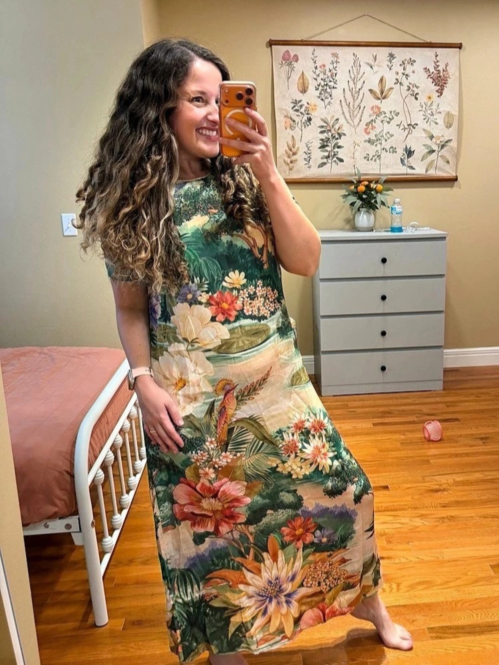 Farm Rio Floral Maxi Dress in Garden Green & Pink Size Medium NWT